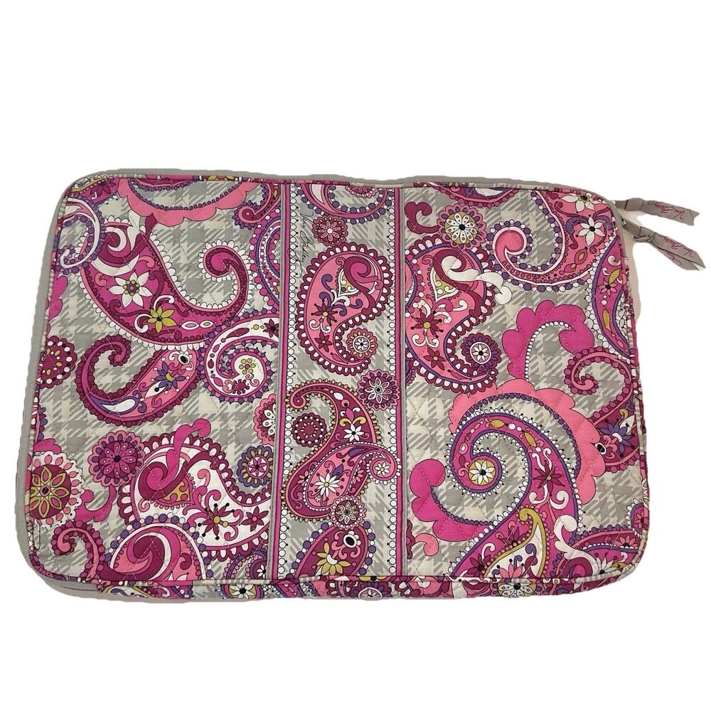 Vera Bradley PAISLEY MEETS PINK Laptop Computer Bag Purple Sleeve EUC